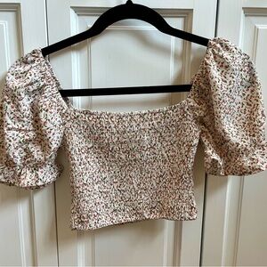 Windsor floral smocked crop top size small - like new